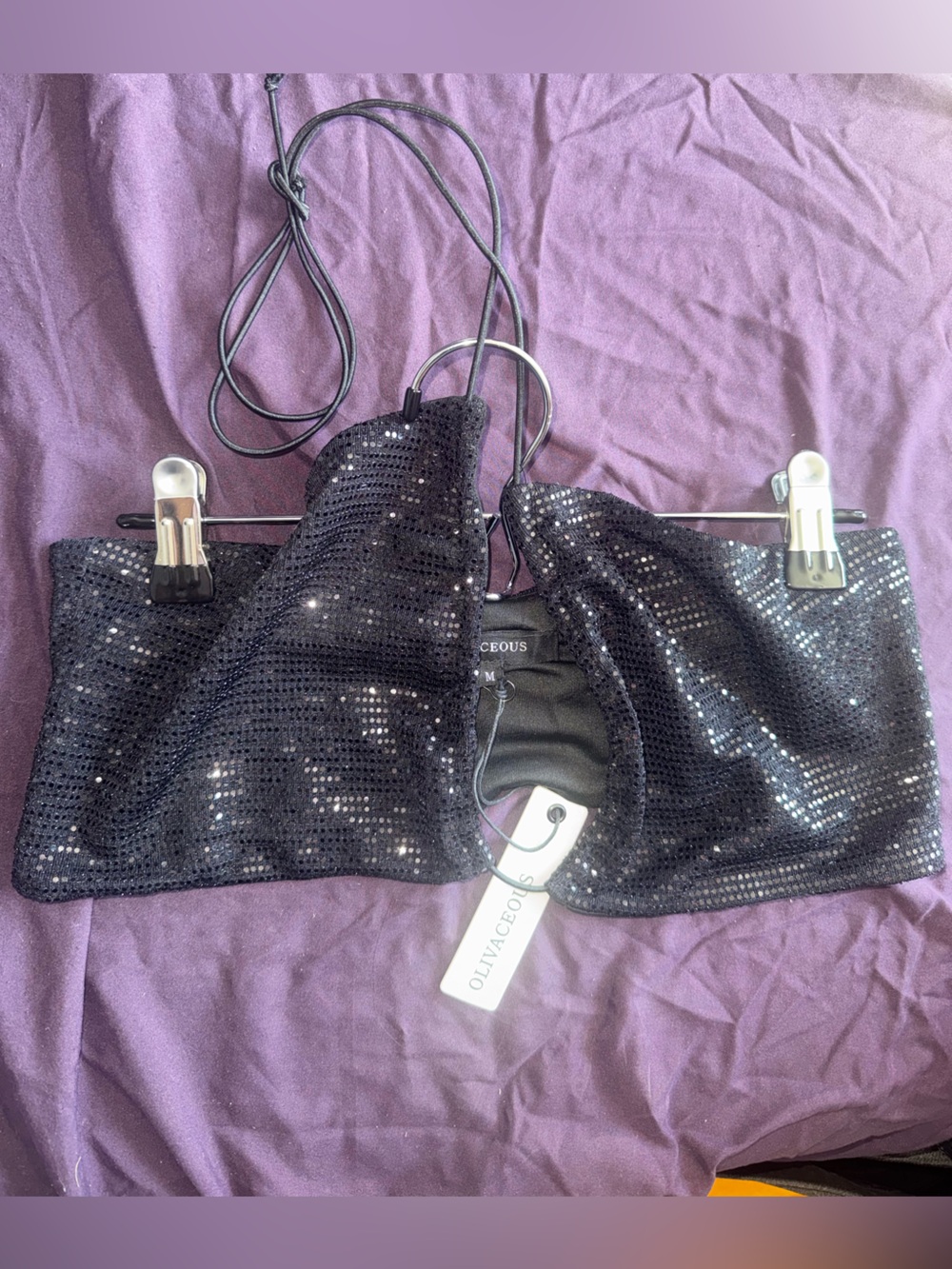Olivaceous Black Sequin Tube Top medium